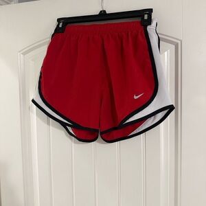 Nike Women's Red and White Athletic Shorts